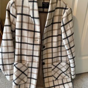 Abercrombie & Fitch Women's Wool blend Plaid Coat - Tan and Black- size S